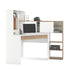 Function Plus Corner Desk with multi-functional unit In White and Oak